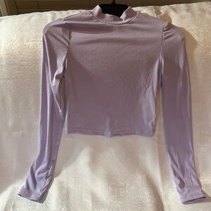 SHEIN Lavender high neck Long Sleeve Top size Medium crop top
